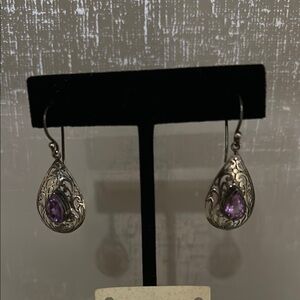 Elegant Sterling Silver and Amethyst Teardrop Earrings